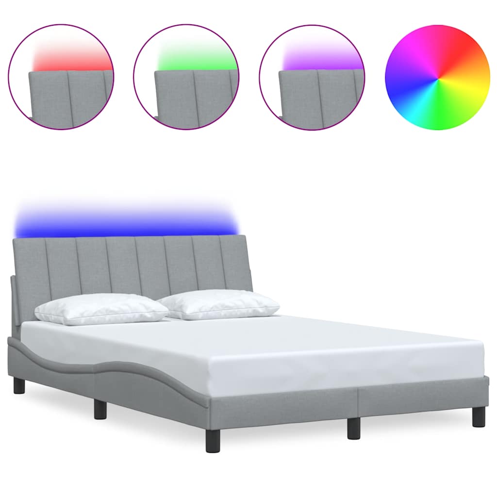 Cadre de lit sans matelas gris clair 120x200 cm tissu - 2