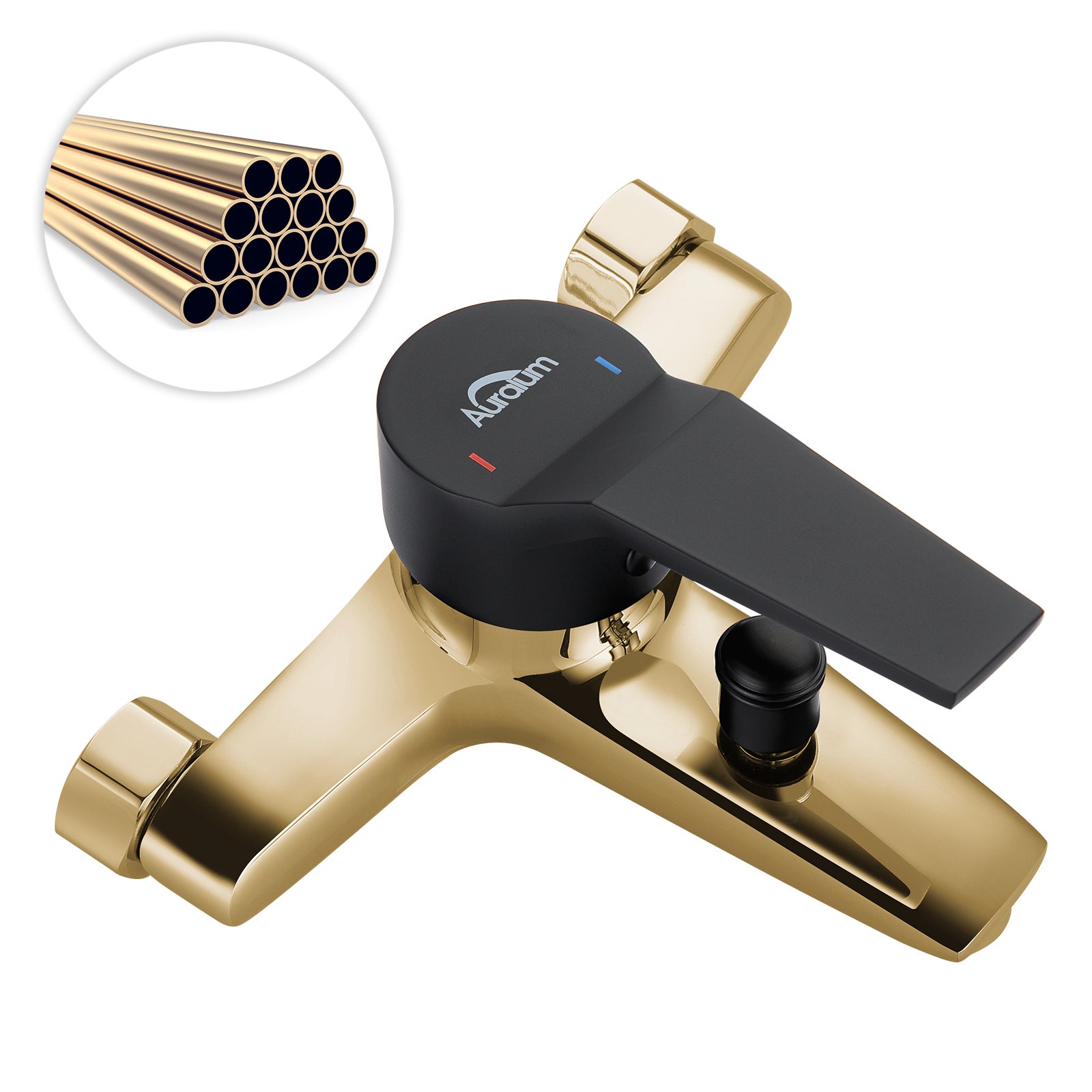 Mezclador de bañera con kit de mezclador de ducha de mano Grifo de bañera en cascada Mezclador de bañera Mezclador monomando de baño Negro - 6