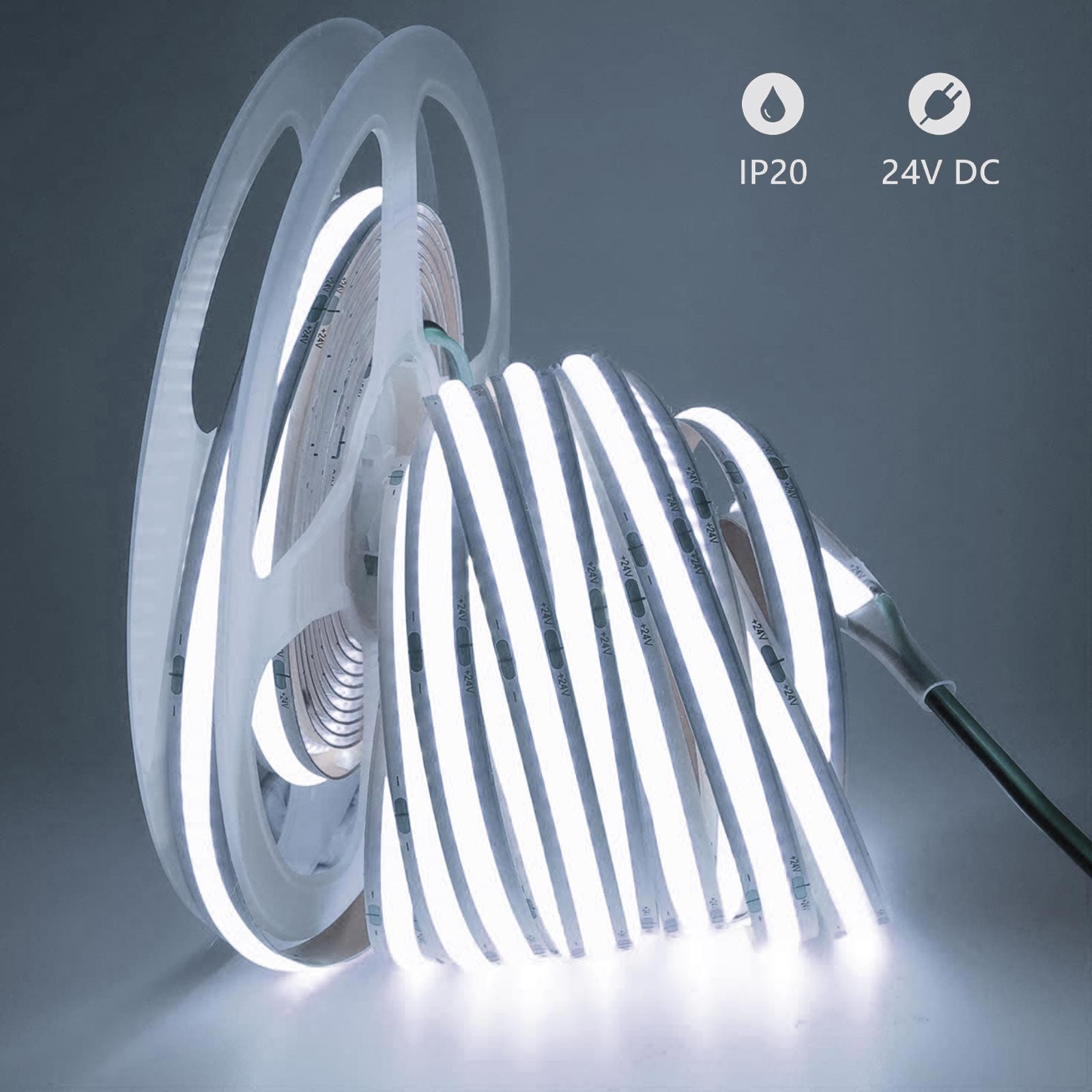 Bande linéaire COB Flex 1600 LED à intensité variable 24 Volts, lame de ...