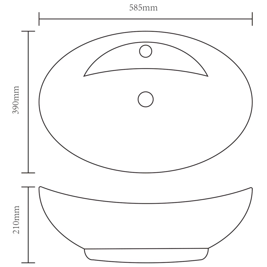 Lavabo ovale en céramique avec trou de robinet vidaXL - 6