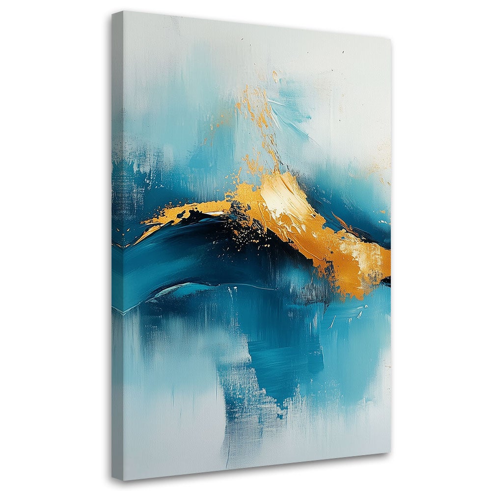 Obraz na płótnie, Abstrakcja Turkusowa ze Żłotem 80x120