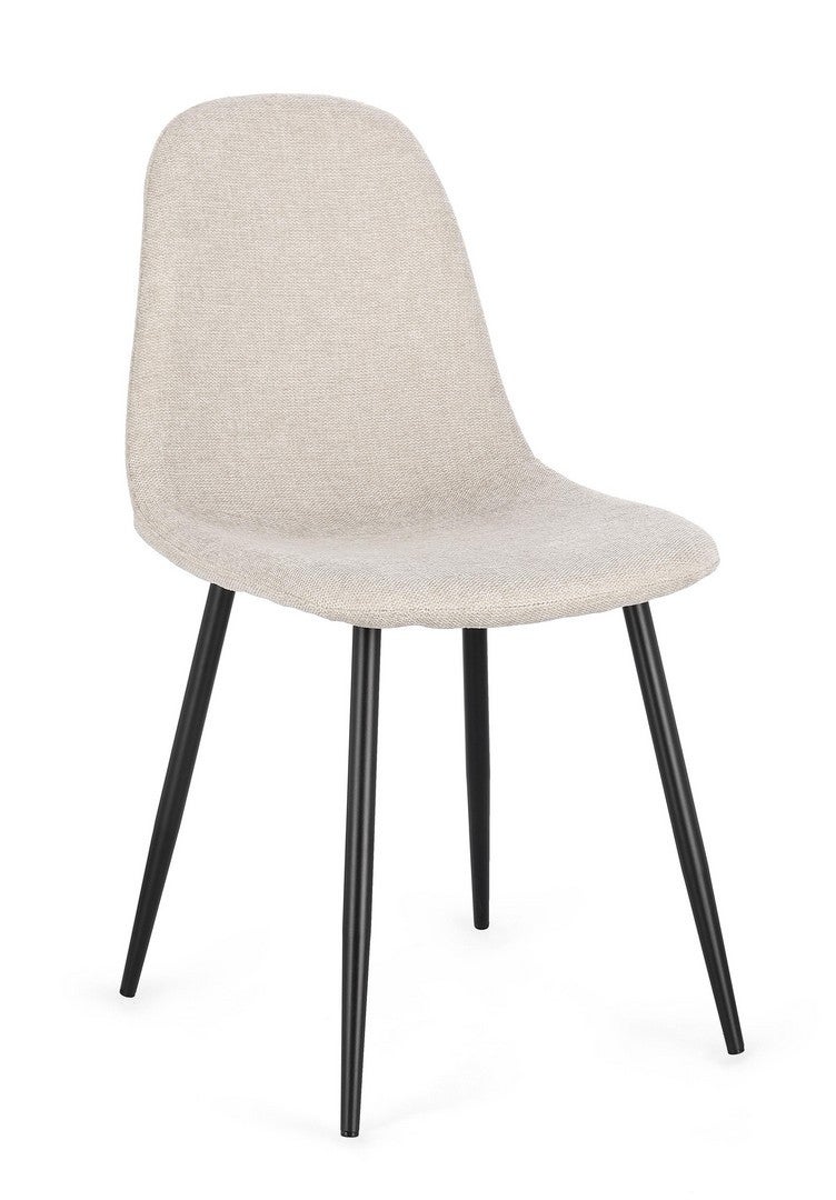 Zestaw 6 krzeseł do jadalni z włókna syntetycznego, czarno-beżowych