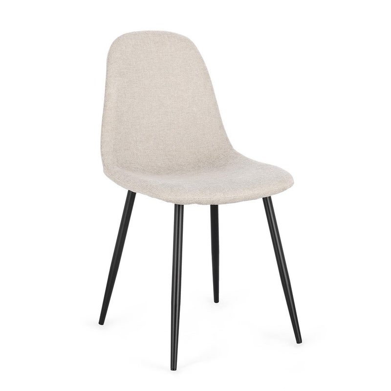 Zestaw 6 krzeseł do jadalni z włókna syntetycznego, czarno-beżowych