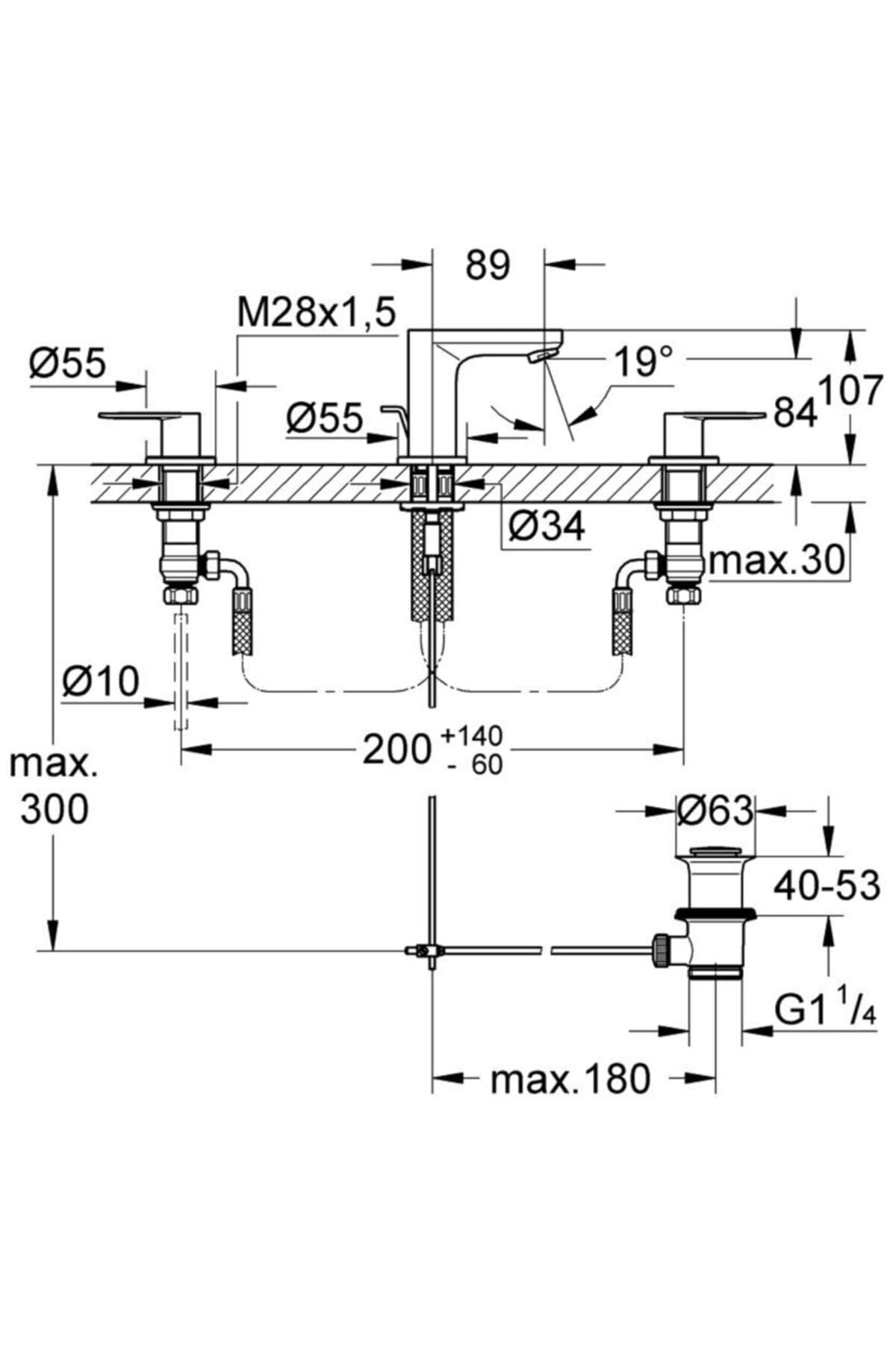 Grohe Eurosmart Cosmopolitan Mélangeur 3 trous 1/2