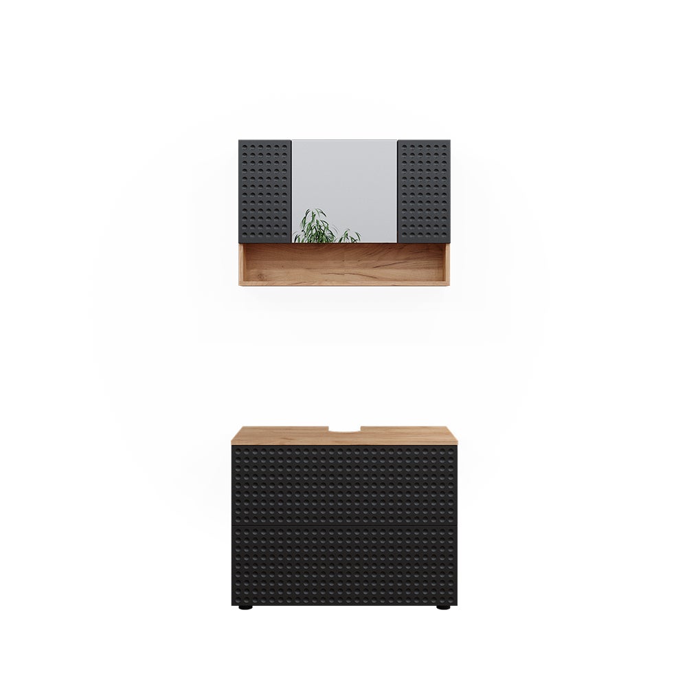 Vicco Zestaw mebli łazienkowych Irma, Kropkowany antracyt, 2 części, podstawa 80 cm