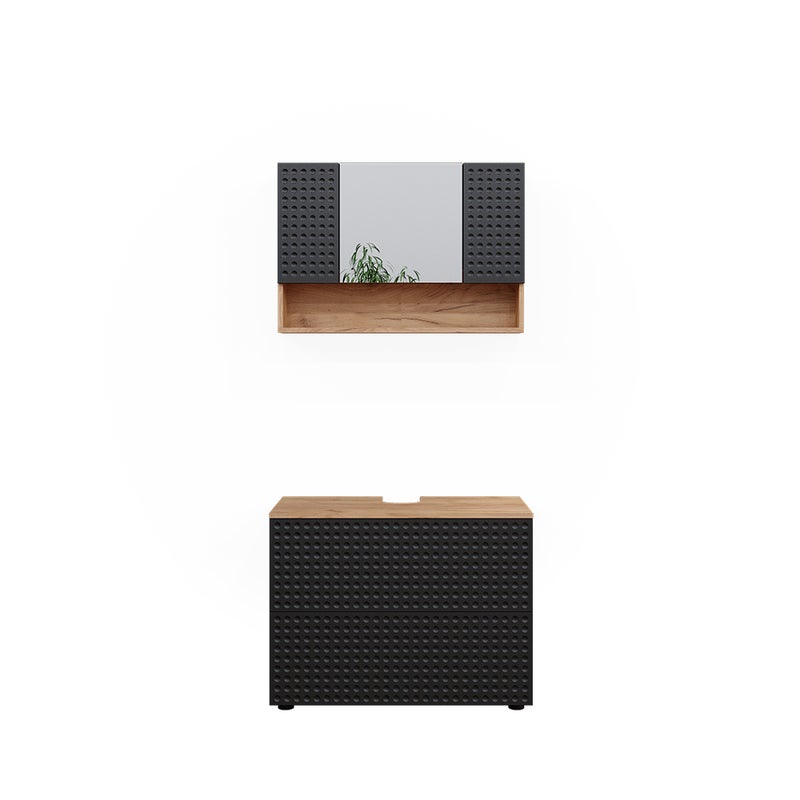 Vicco Zestaw mebli łazienkowych Irma, Kropkowany antracyt, 2 części, podstawa 80 cm