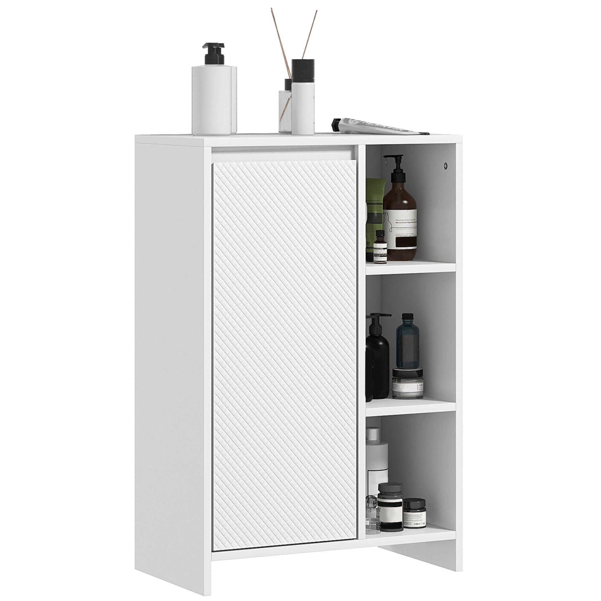 Leroy Merlin Bathroom cabinet with open shelves, door and adjustable anti-tip shelf for living room bedroom 53x30x80 cm white 