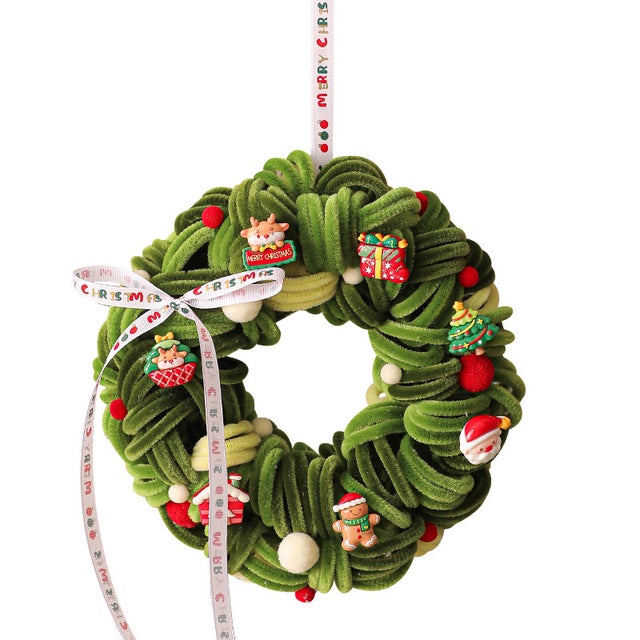 Corona navideña decorativa, escena navideña, adorno para árbol de Navidad, colgante para puerta, nuevo modelo 2025, varilla retorcida