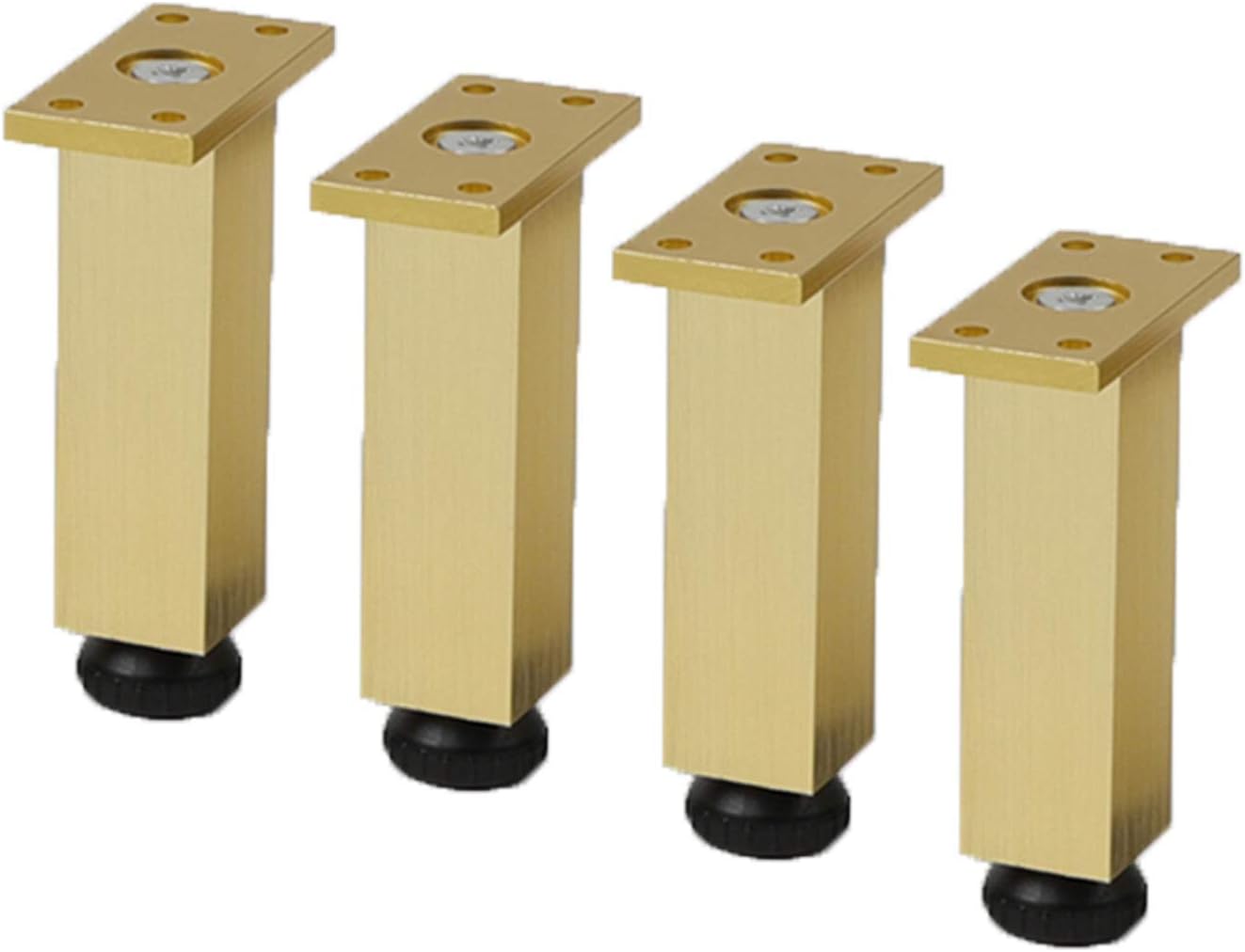 Picioare de mobilă din metal auriu, set de 4, pătrate, din aliaj de aluminiu, reglabile. Pentru mese, canapele și piese de schimb. 4buc