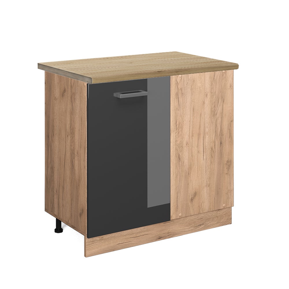 Vicco Szafka narożna R-Line, Antracyt wysoki połysk, 86 cm , BP Dąb