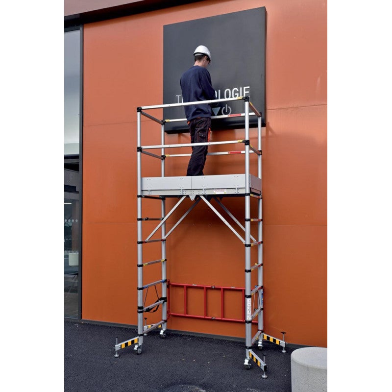 Echafaudage roulant aluminium anodise télescopique 7 hauteurs TELETOWER - DUARIB - 30100600 - 2