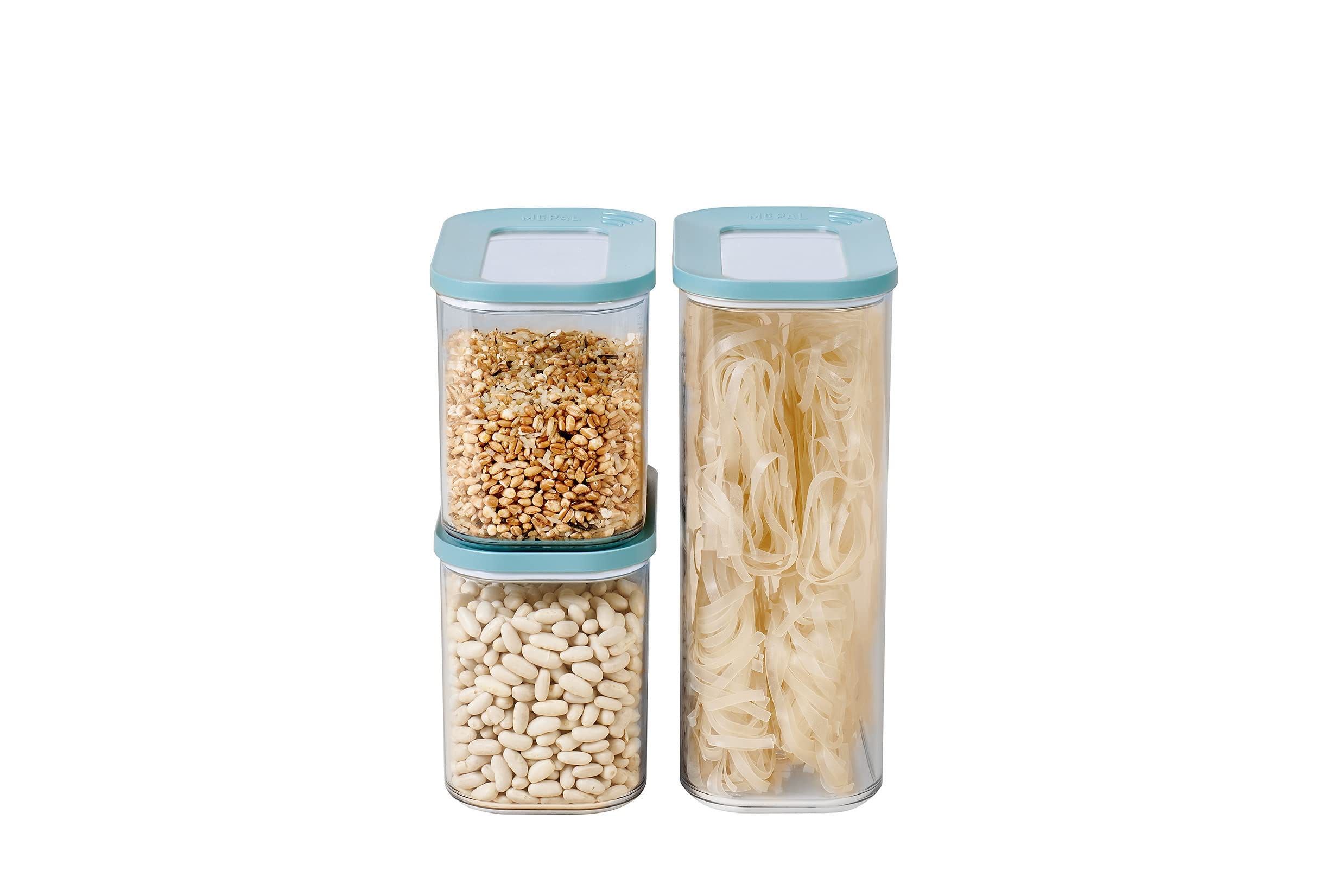 Set di 14 Contenitori per Alimenti Secchi con Coperchio Ermetico in Plastica Trasparente per Organizzare Cereali e Snack in Cucina Set di 14 Contenitori per Alimenti Secchi con Coperchio Ermetico in Plastica Trasparente per Organizzare Cereali e Snack in Cucina