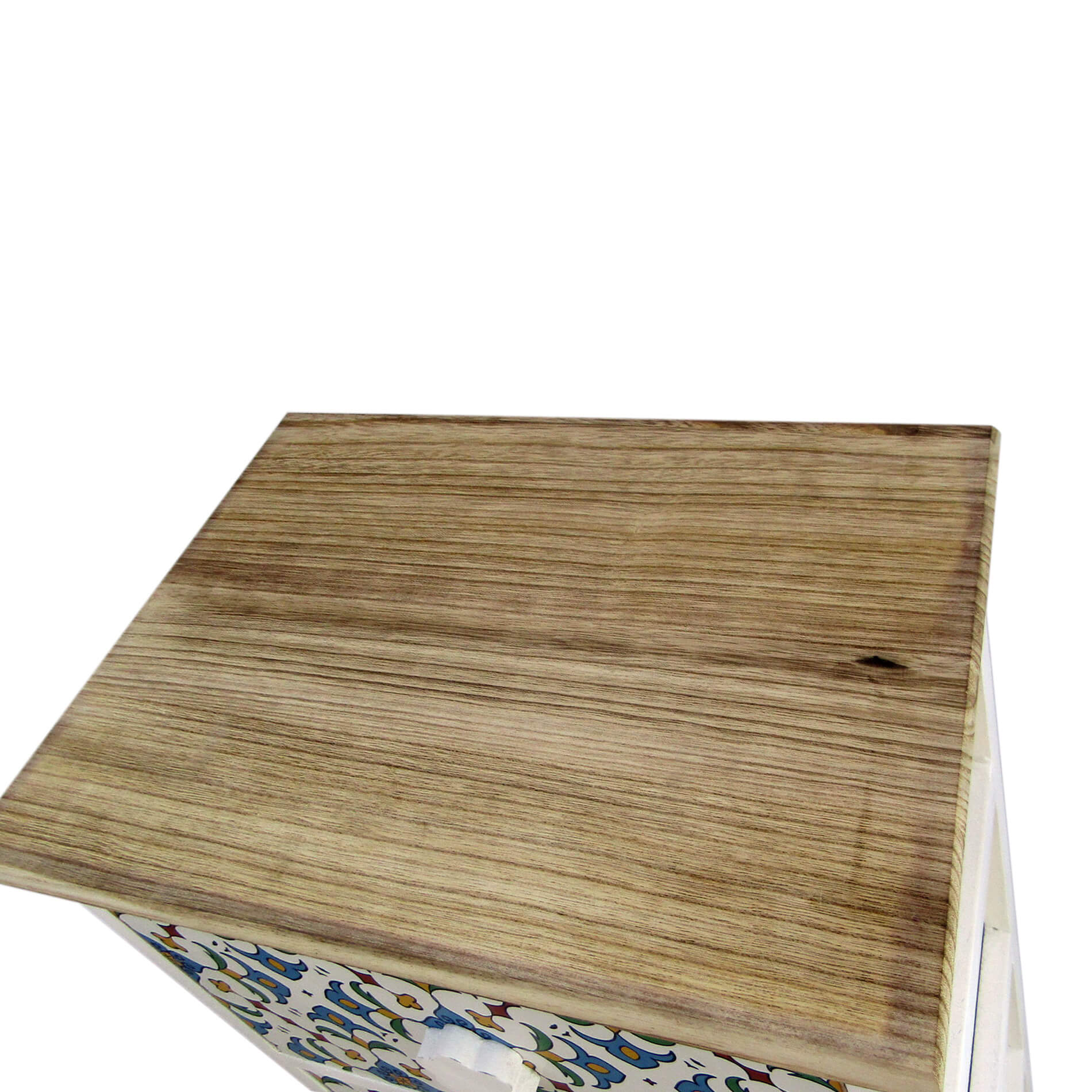 Commode 5 Tiroirs Rebecca Mobili Moderne Bois Clair Blanc Bleu 93x40x30 - 8