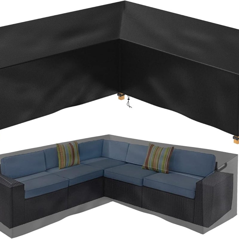 pokrowiec (286*286*82 cm) na narożną sofę ogrodową w kształcie litery L, wodoodporny, idealny do salonu.