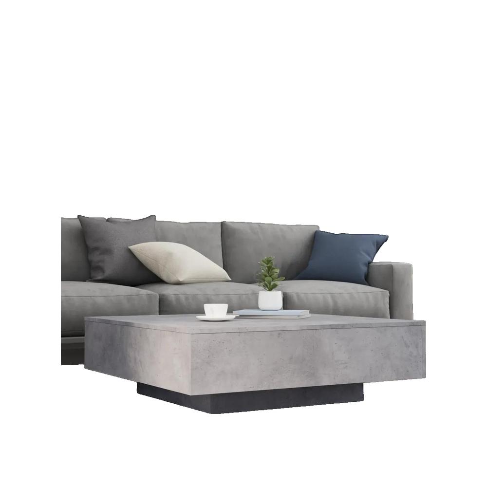 Vidaxl Mesa De Centro Con Luces Led Hormigón 100X100x31 Cm Gris , Leroy Merlin
