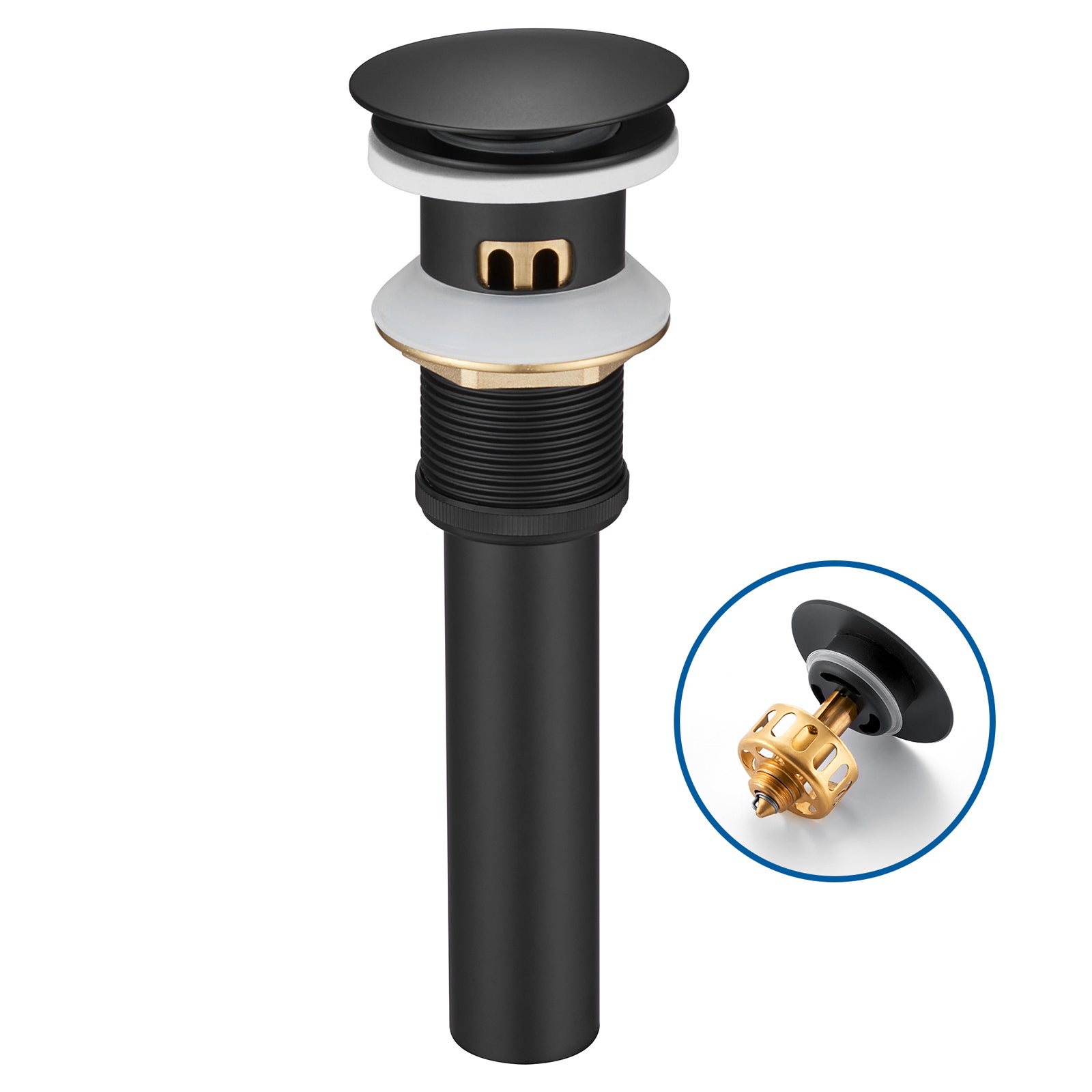 Bonde De Lavabo Avec Trop-plein Noir - Mécanisme Click-clack, Filetage G 1¼, Installation Facile Sans Outil - 2