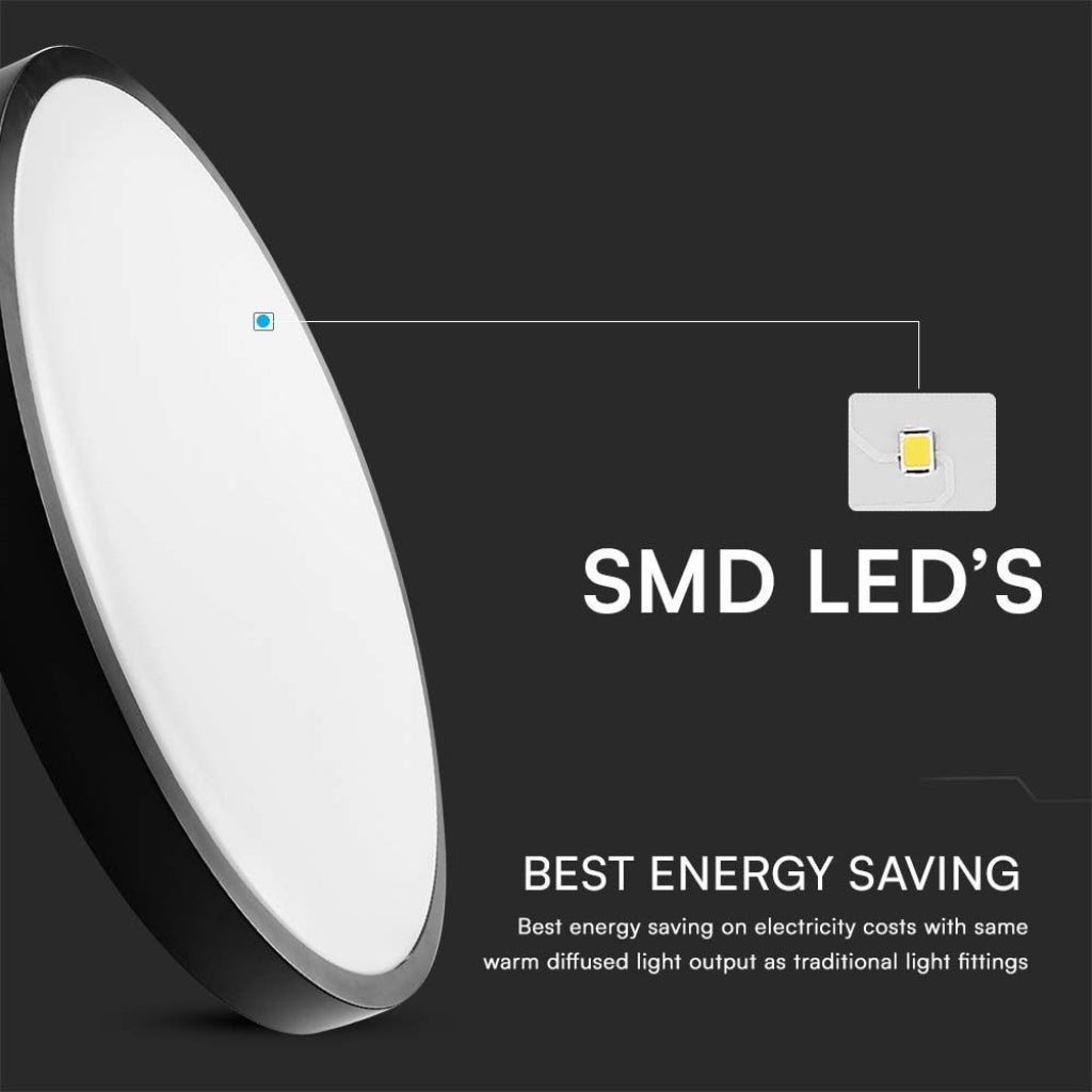Okrągła lampa sufitowa LED V-TAC 36W z pilotem, z czujnikiem ruchu, w kolorze czarnym, naturalnym, białym, IP44 - 4