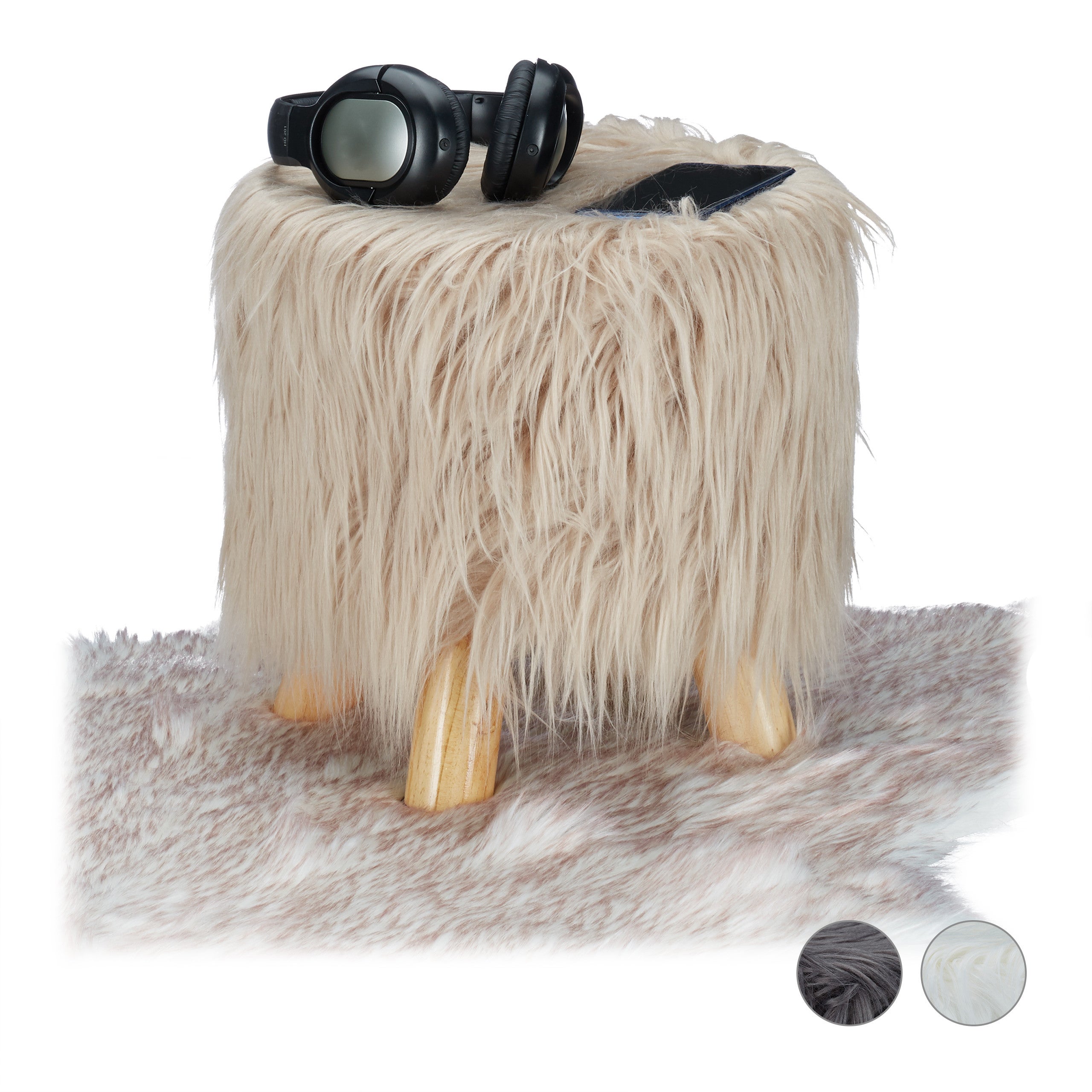 Relaxdays Pouf Cord 35x50cm - Bodensitzkissen Polystyrol-Füllung Wohnzimmer Hocker