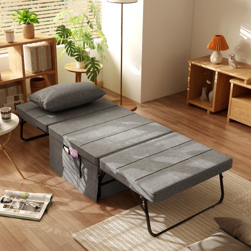Canape Lit Pliable 1 Place Canapé Convertible 4 en 1 avec Dossier Réglable Sur 6 Niveaux Max.180kg Cadre Métallique Mémoire Forme 1 Coussin Pour Salon Chambre D'amis Appartement Lin Beige Canape Lit Pliable 1 Place Canapé Convertible 4 en 1 avec Dossier Réglable Sur 6 Niveaux Max.180kg Cadre Métallique Mémoire Forme 1 Coussin Pour Salon Chambre D'amis Appartement Lin Beige