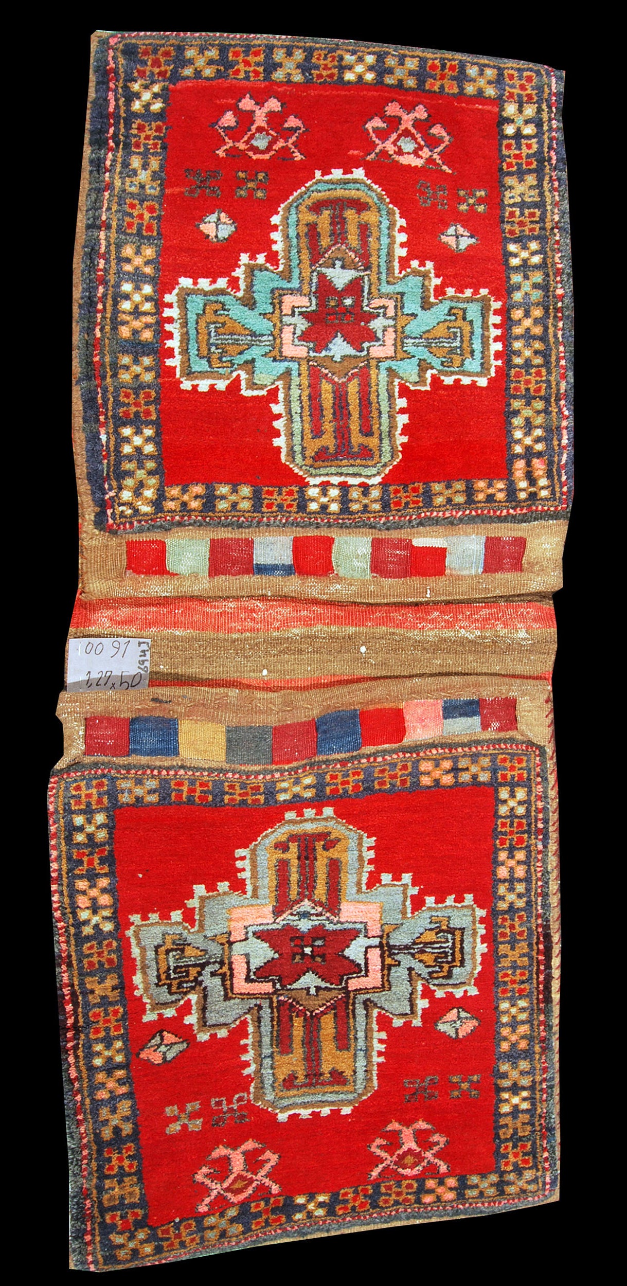 Oryginalny ręcznie tkany kilim/dywan z certyfikatem autentyczności 127x50 GALLERIAFARAH1970