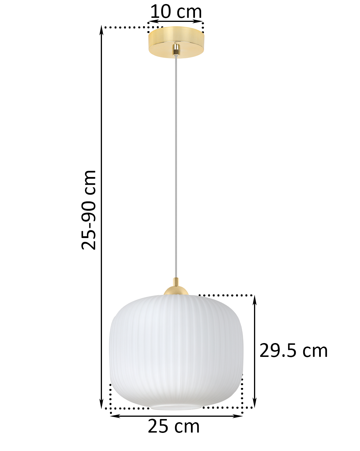 Lampa sufitowa wisząca Riffle loft 1xE27 klosz walec 25cm biały/złoty Light Home LH - 3