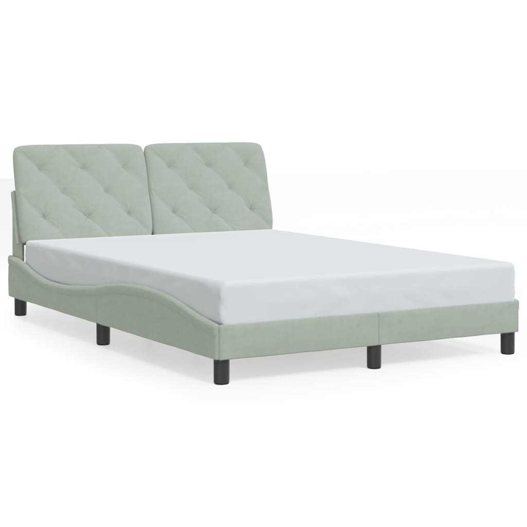 Cadre de lit sans matelas gris clair 140 x 200 cm en velours - 2