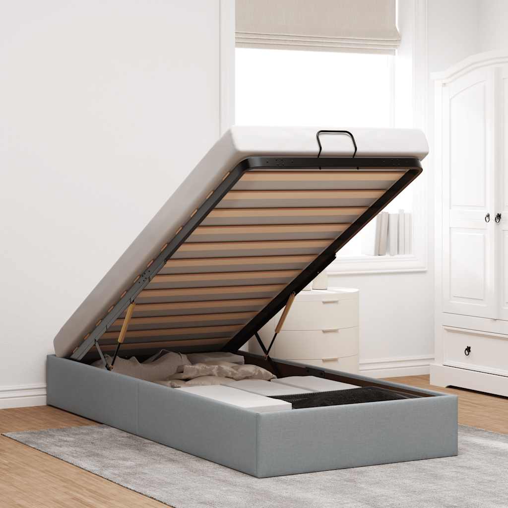 Vidaxl Estructura De Cama Otomana Sin Colchón Tela 90X190cm Gris/Claro , Leroy Merlin