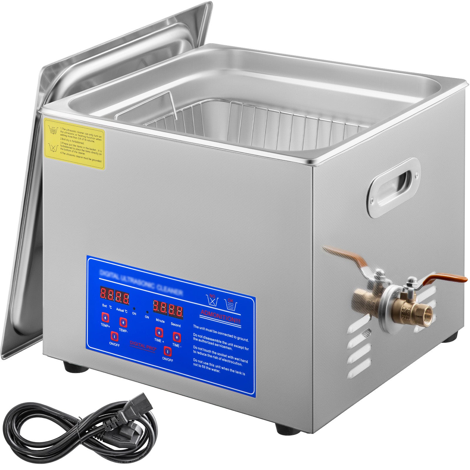 Nettoyeur à Ultrasons Inox VEVOR 15L Portable Professionnel Machine à Laver Bijoux avec Digital Affichage Ultrasonique pour les lunettes montres outil - 8