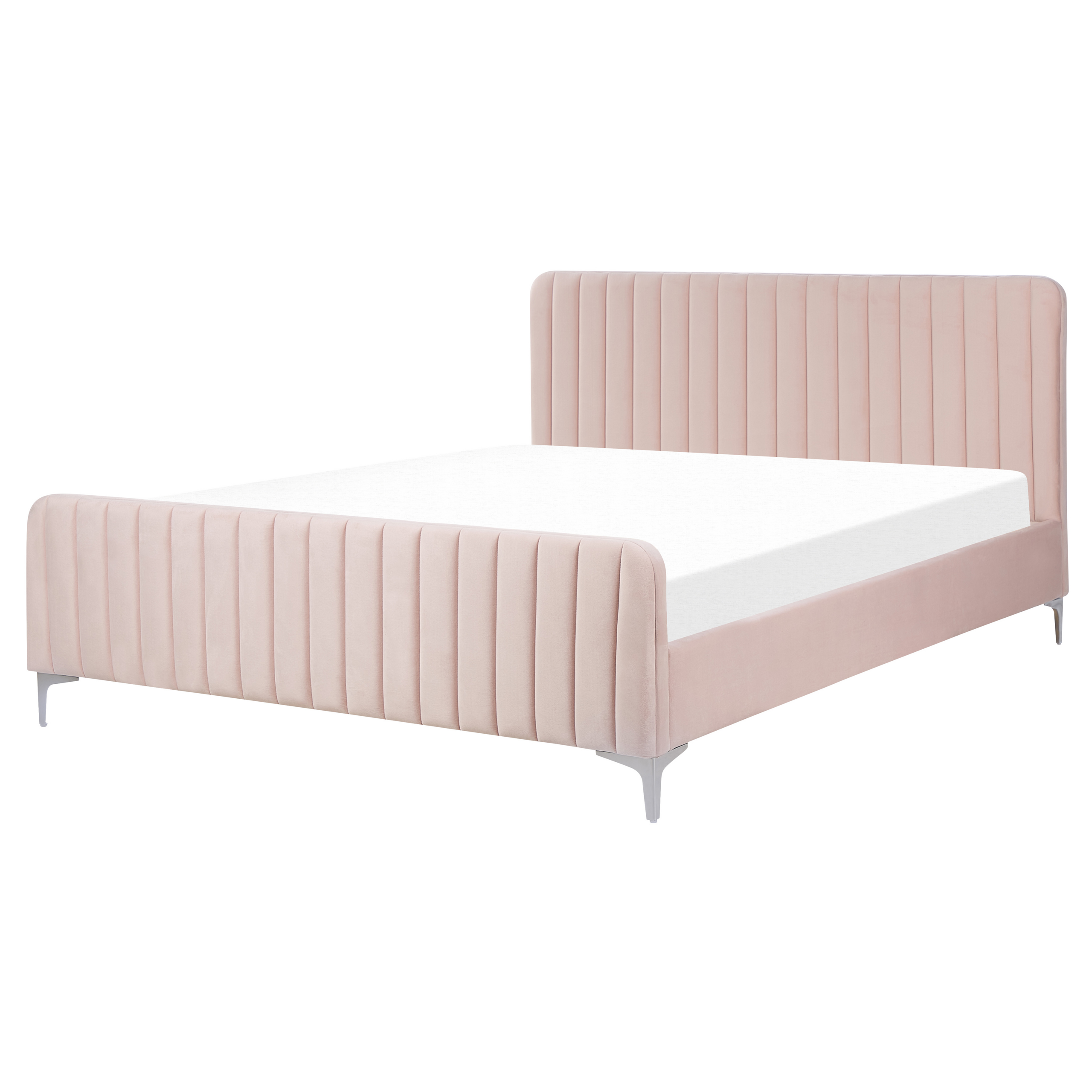 Lit Double En Velours Rose 160 X 200 Cm LUNAN | Leroy Merlin