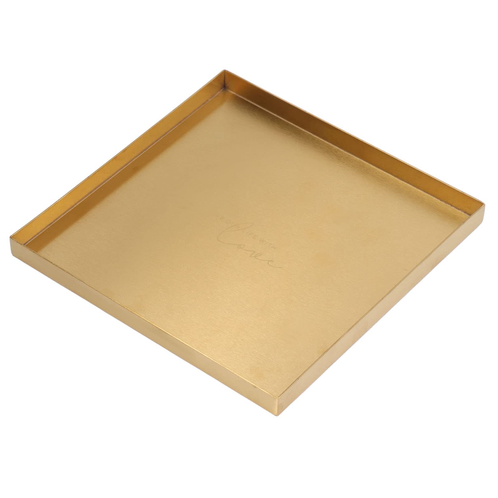 Bandeja decorativa de acero inoxidable dorado, organizador de bandeja de maquillaje para bandeja de maquillaje, tocador, baño, bandeja para servir beb
