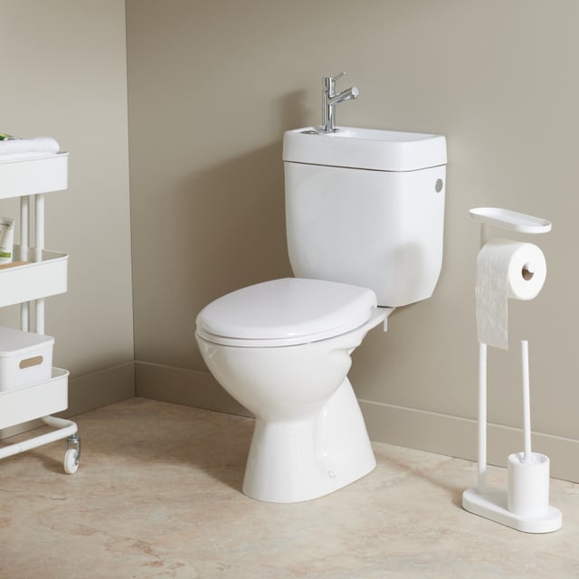 WC à poser avec lave-mains intégré avec bride sortie verticale - Vertigo duo