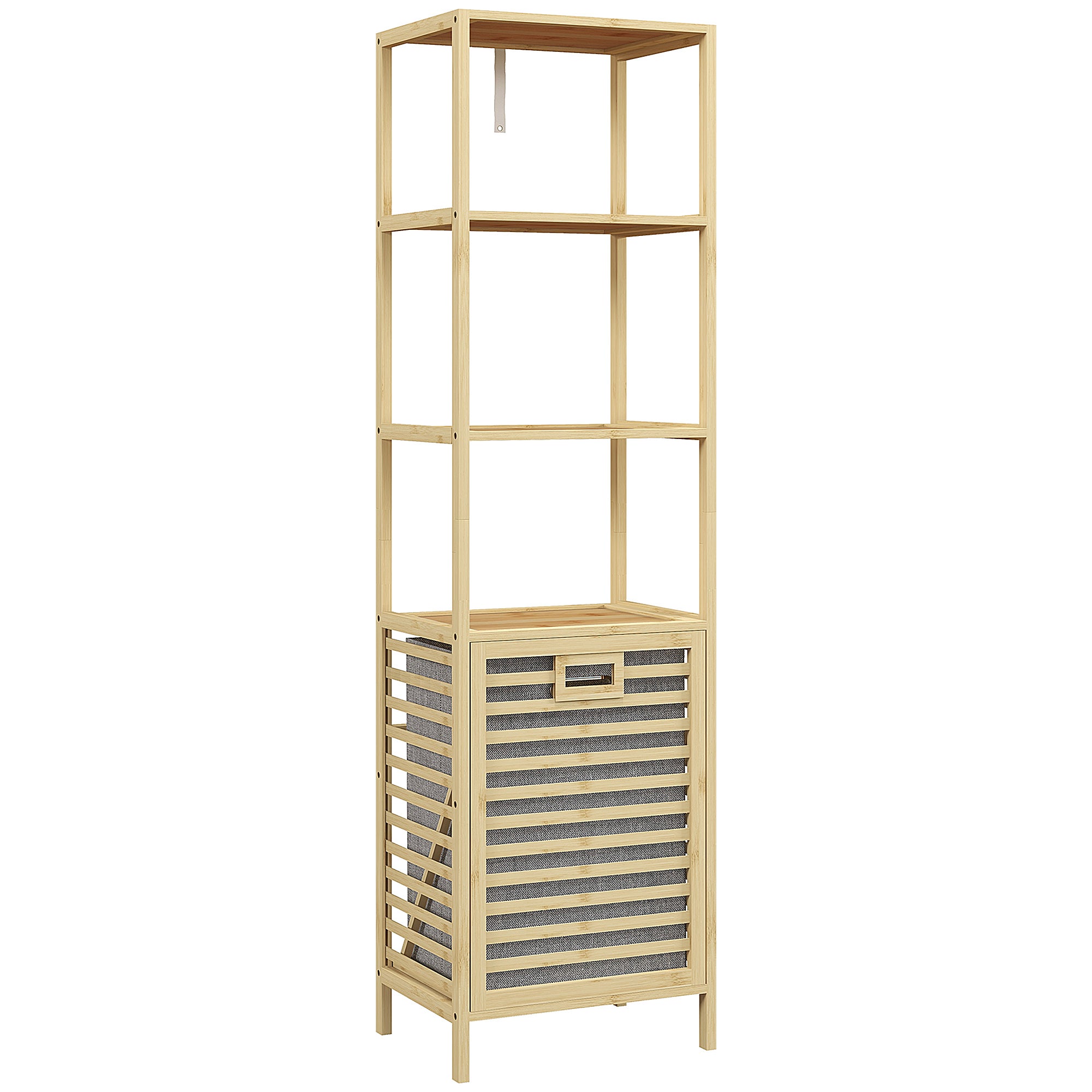 Estantería de baño homcom bambú madera natural 44x33x160 cm