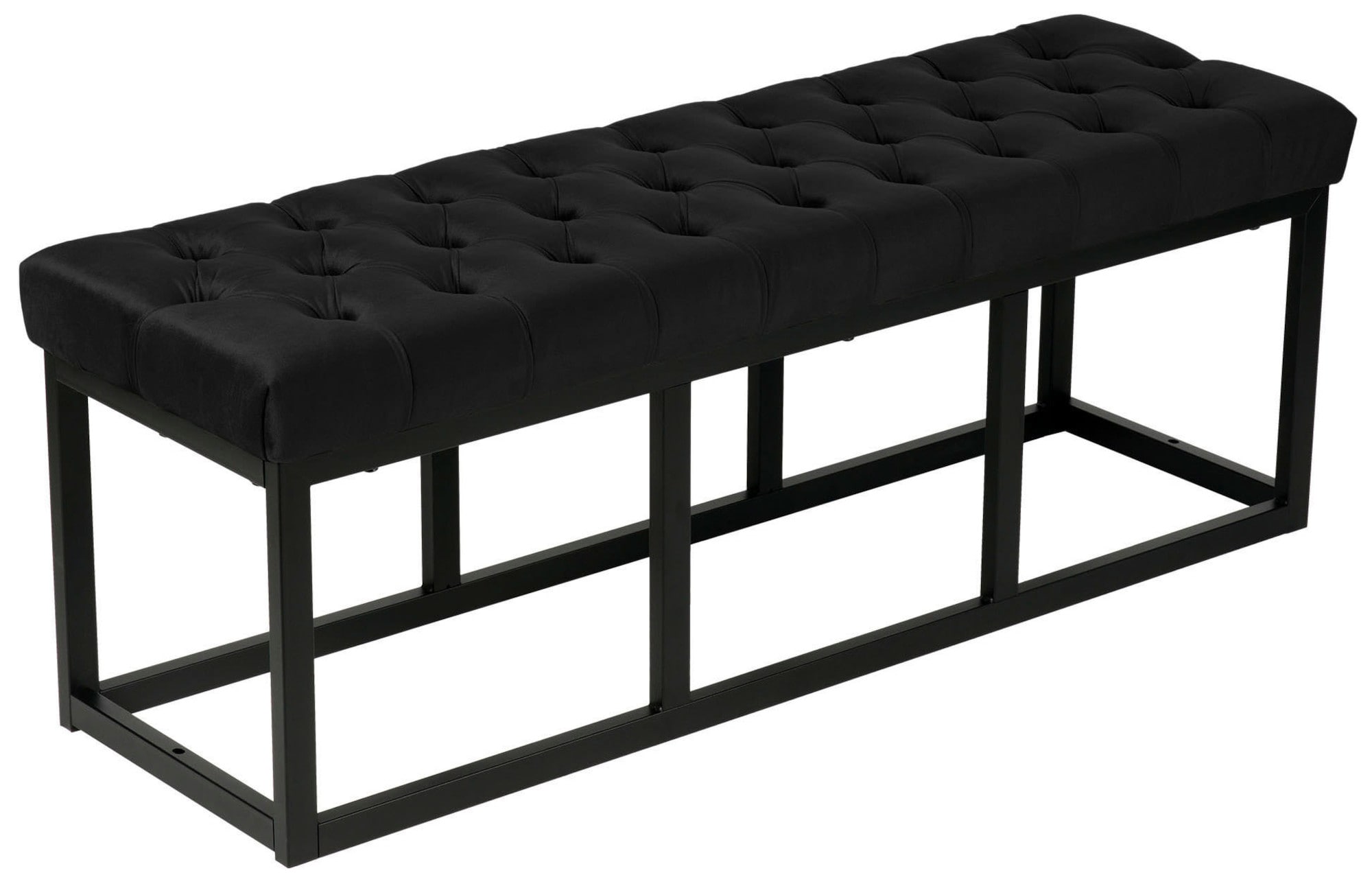 Banquette Polson CLP En Velours - Style Chesterfield Élégant - Cadre Métal Noir 200kg - Bleu 120cm