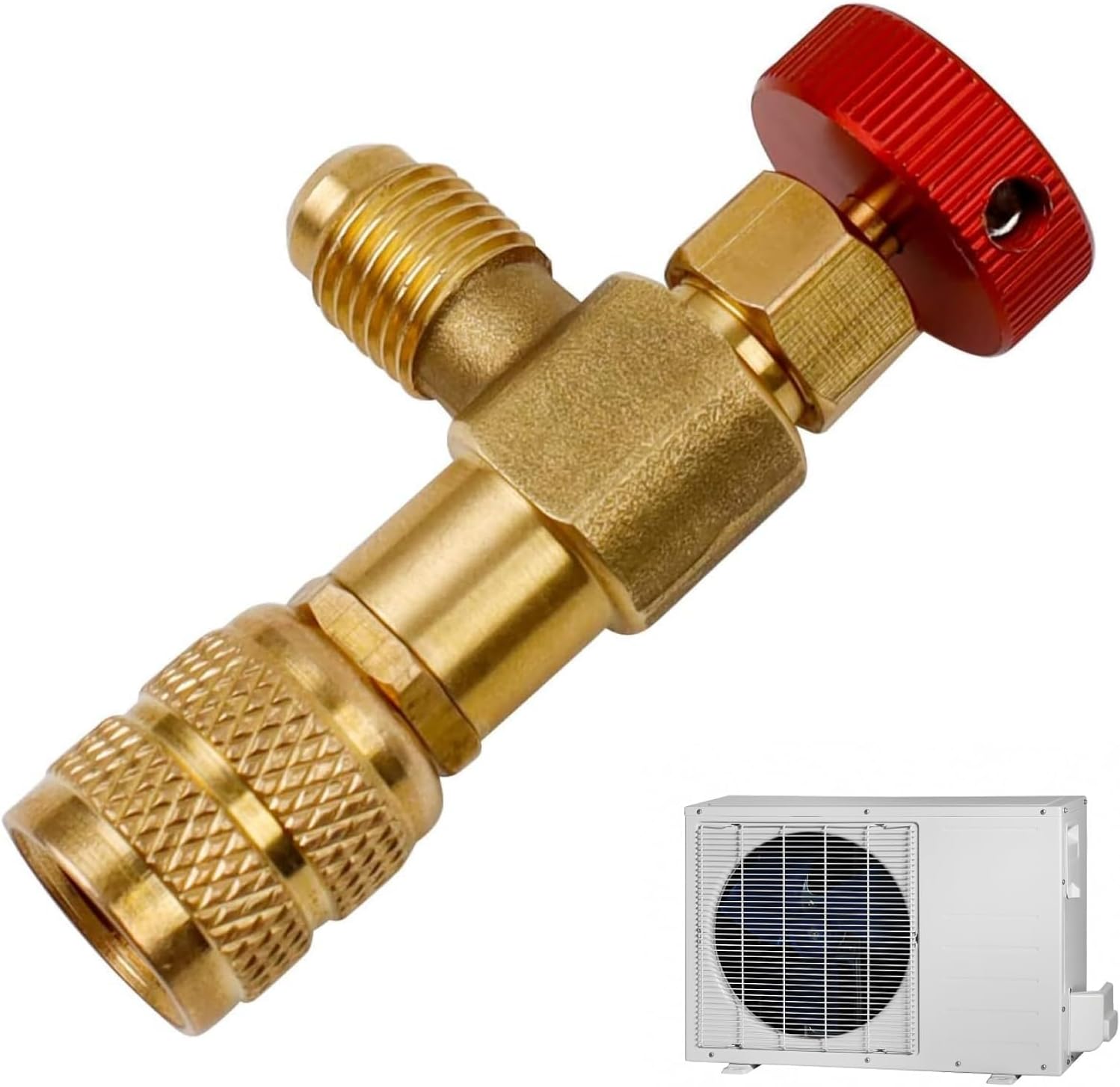 Adapter zaworu czynnika chłodniczego - zawór bezpieczeństwa klimatyzacji 1/4"-5/16", precyzyjna kontrola przepływu, kompatybilny z większością systemó