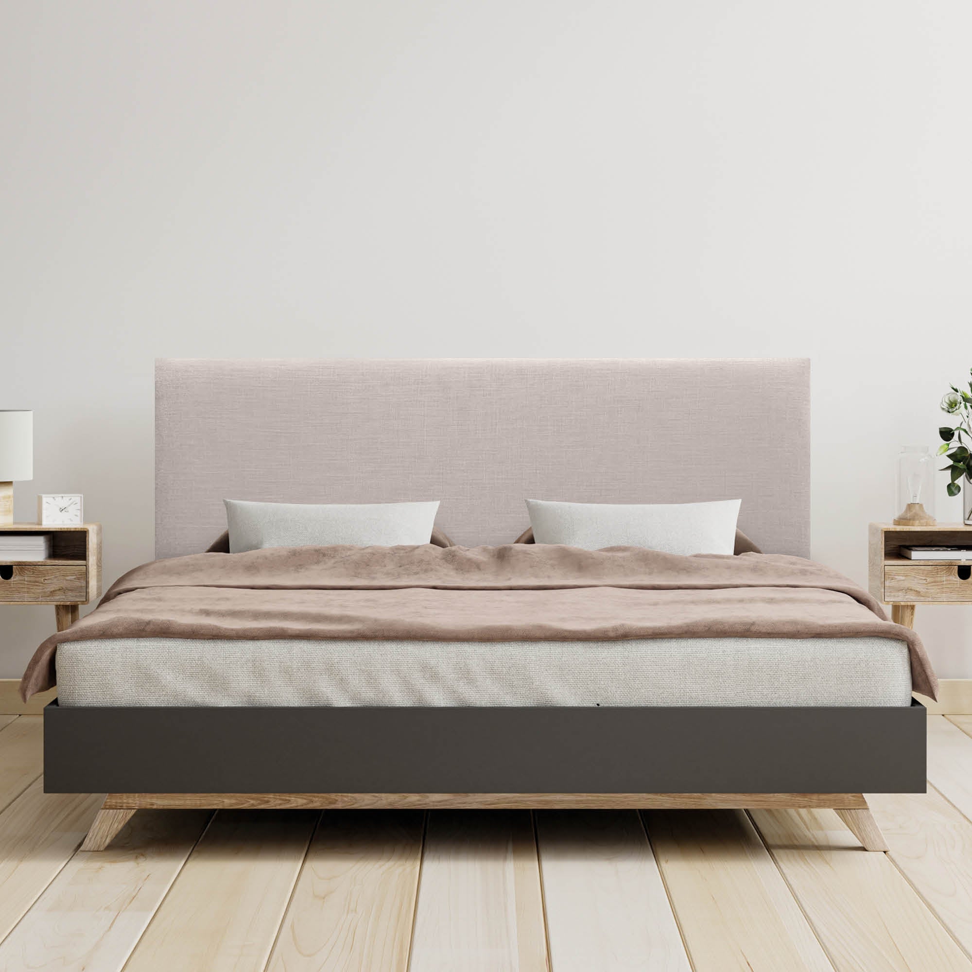 DHOME Cabecero de Lino Natural Liso Cabezal Tapizado Cama Dormitorio Moderno Top Trending (Beige, 135cm) - 2