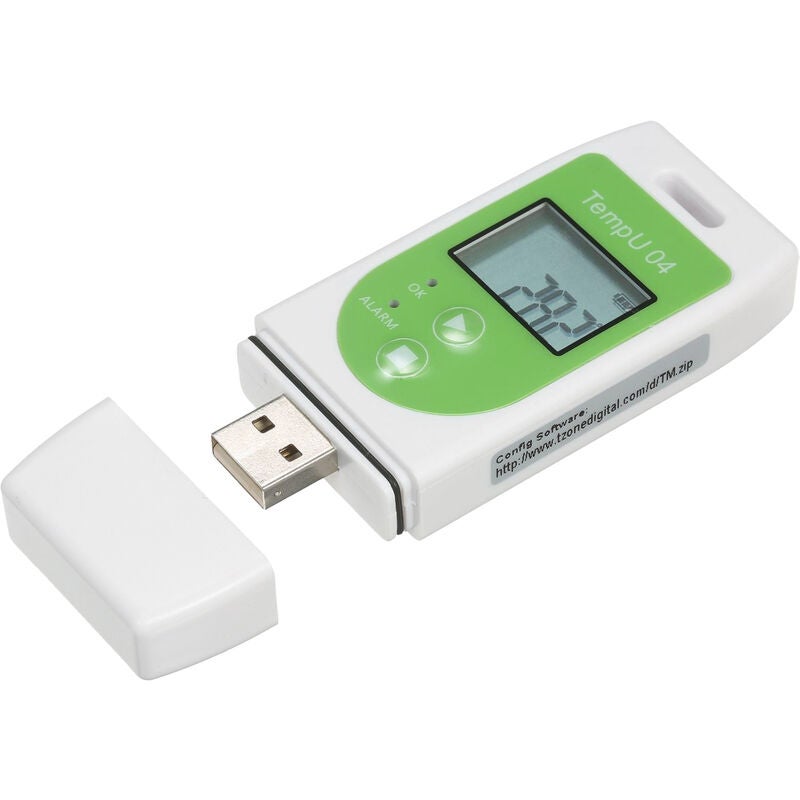 Wielokrotnego użytku wielofunkcyjny rejestrator danych temperatury USB o pojemności zapisu 32 000 pomiarów, zielony