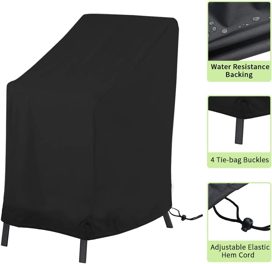 Housse de Chaise de Jardin, Imperméable Housse de Protection pour Chaises de Jardin Housse pour Fauteuil Empilables, Tissu Oxford 210D(70*70*125/75cm) - 3