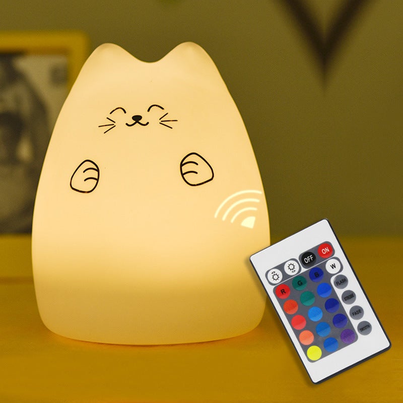 Wielokolorowa lampka nocna dla dzieci Ładowalny kot Silikonowa lampka dotykowa LED