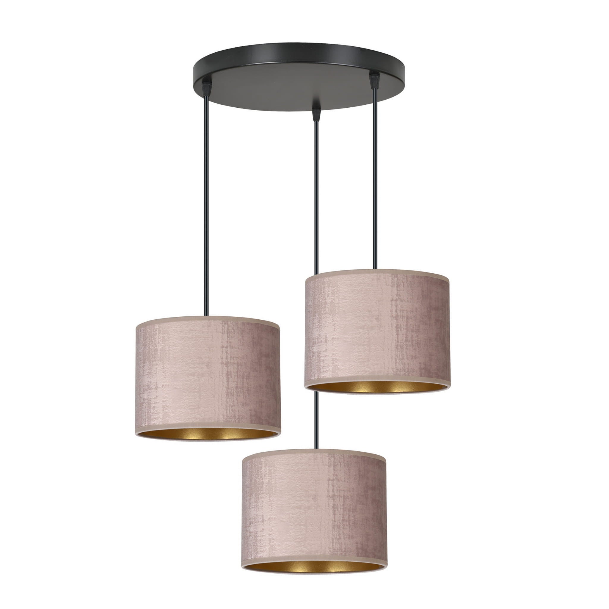 Lampa wisząca Hilde czarno-różowa-złota 3xE27x15W wym: 100 x 42 x 42 cm tkanina Emibig