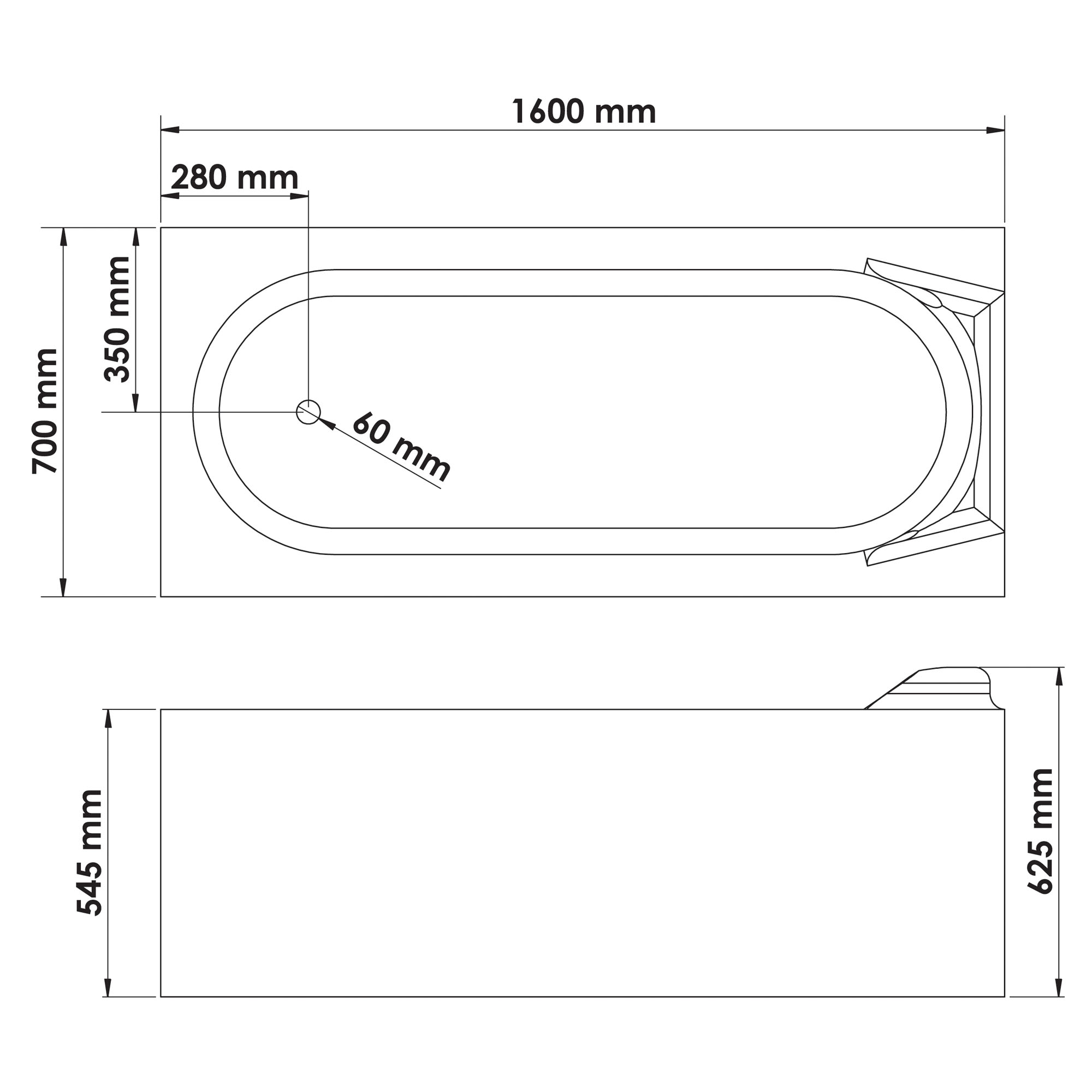 Ondée - Baignoire Acrylique 160x70cm 192l - Fany - 3