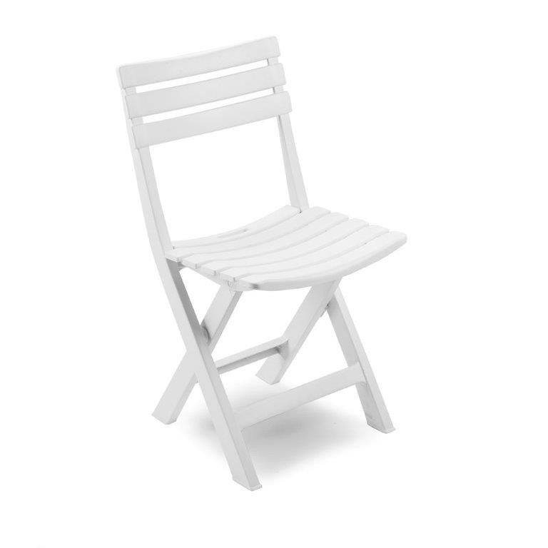 Chaise De Jardin Pliable En Plastique Blanc 41.5x40x79cm - 6