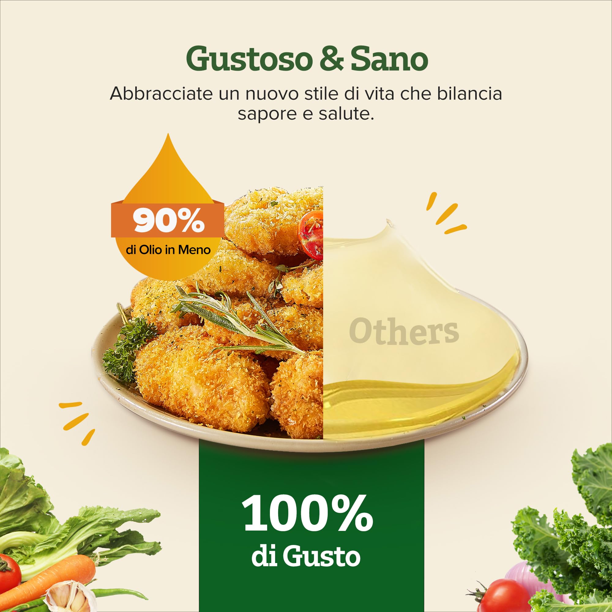 Chefree Friggitrice ad Aria 6,5 Litri, 1700W Air Fryer Funzioni 8 in 1 Senza Olio e Grassi, Probe Temperature Control Finestra Visibile, 30-230°C, Ri - 3