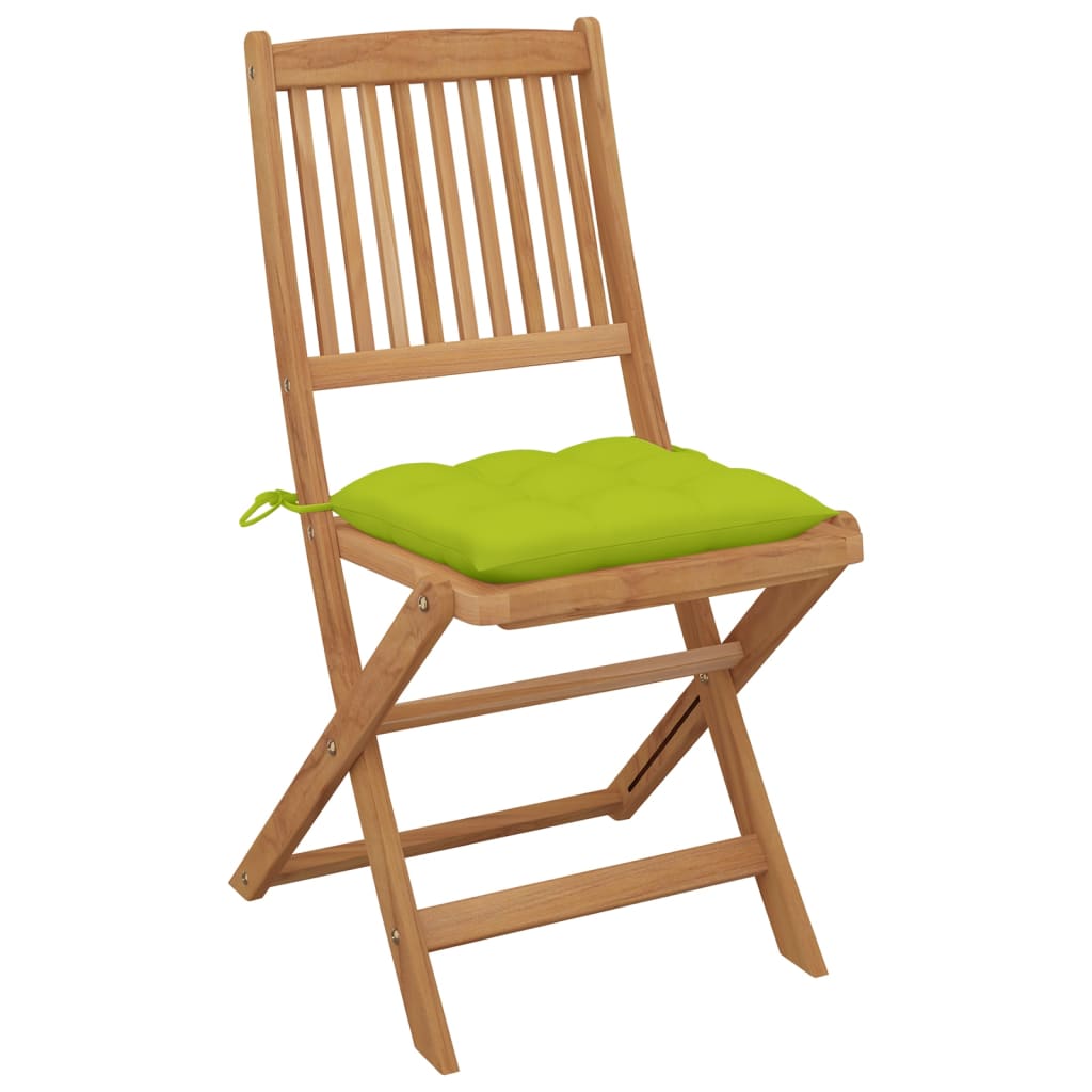 Chaises de jardin pliantes 8 pcs et coussins en bois d'acacia massif - COMFORTXL - 3