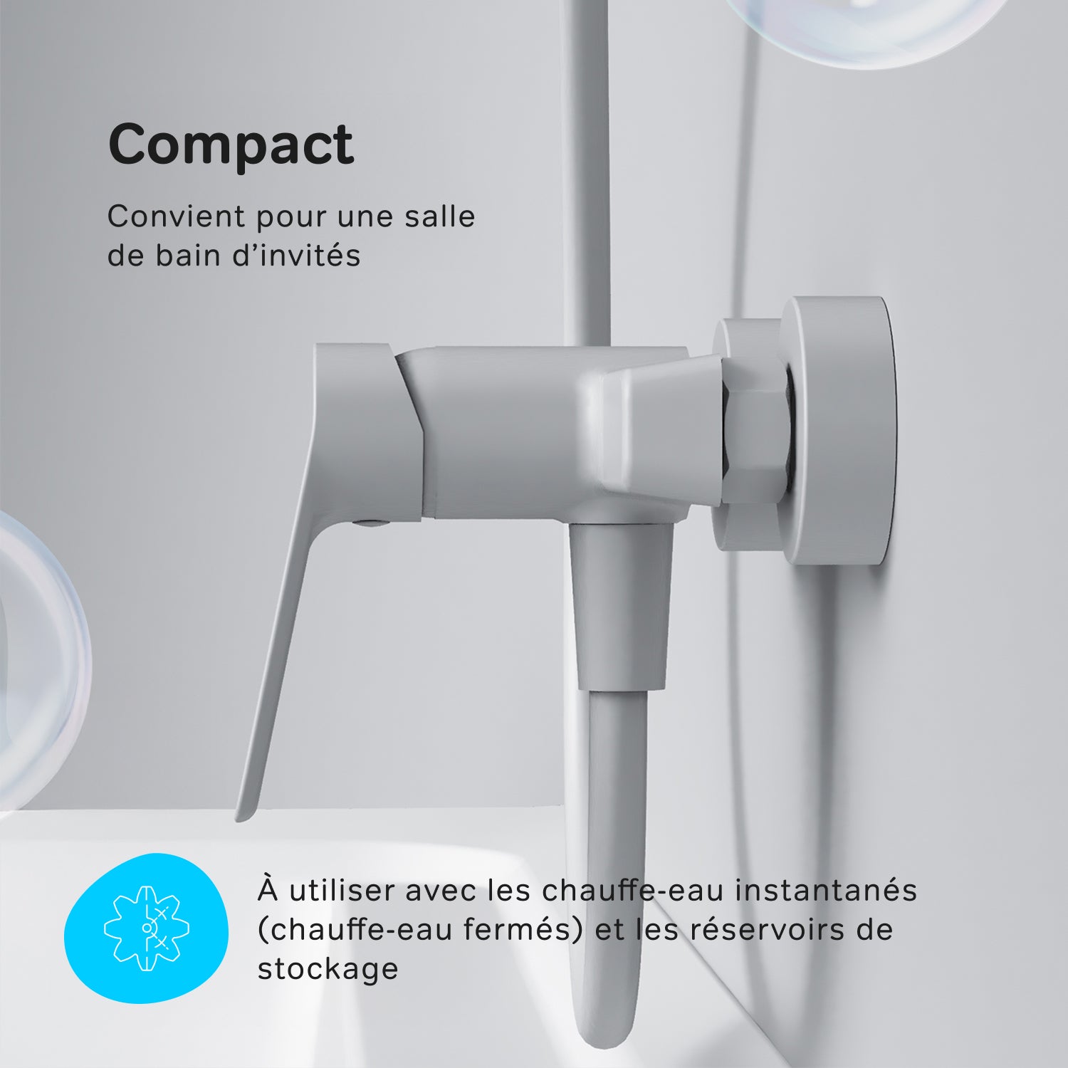 Mitigeur mécanique de douche Robinet de douche Blanc, Hit FTA20033 AM.PM - 5