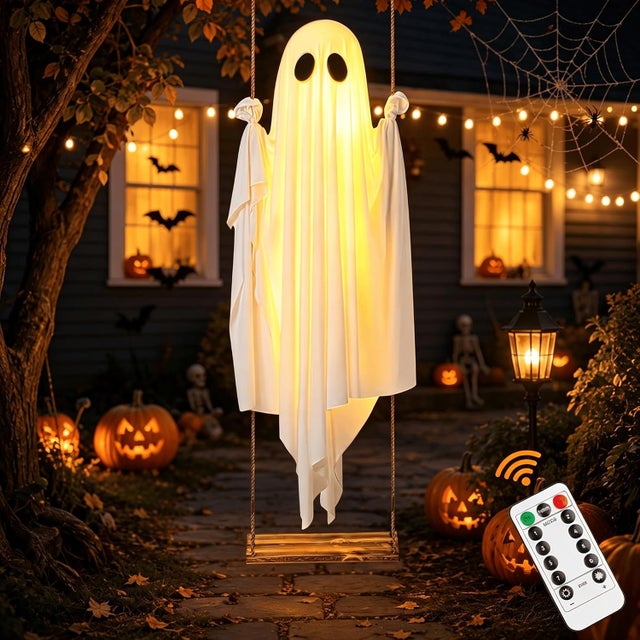 Fantasma en un columpio, fantasma decorativo colgante de Halloween, 150 cm