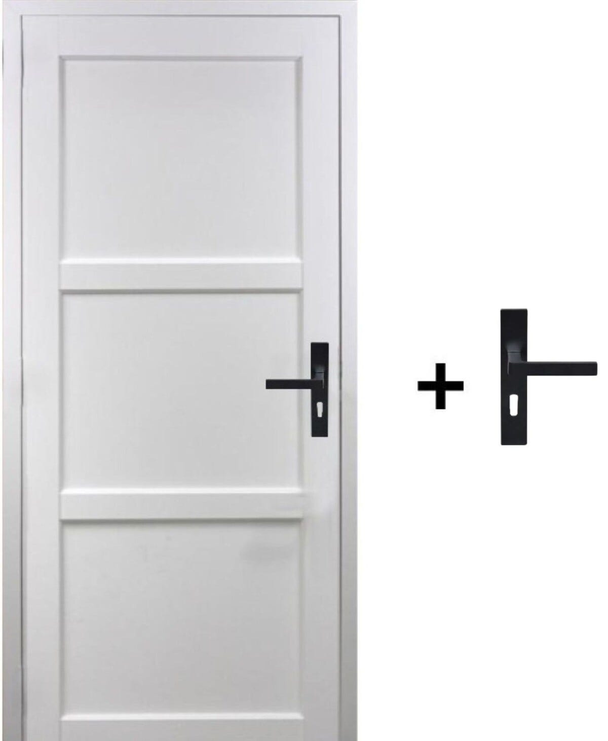 Bloc Porte Korya Blanc 3 Panneaux H204 X L83 Poussant Gauche Côte ...