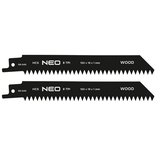 Brzeszczot do piły szablastej, HCS, 152 x 19 x 1 mm, 8TPI, kpl. 2 szt. NEO TOOLS