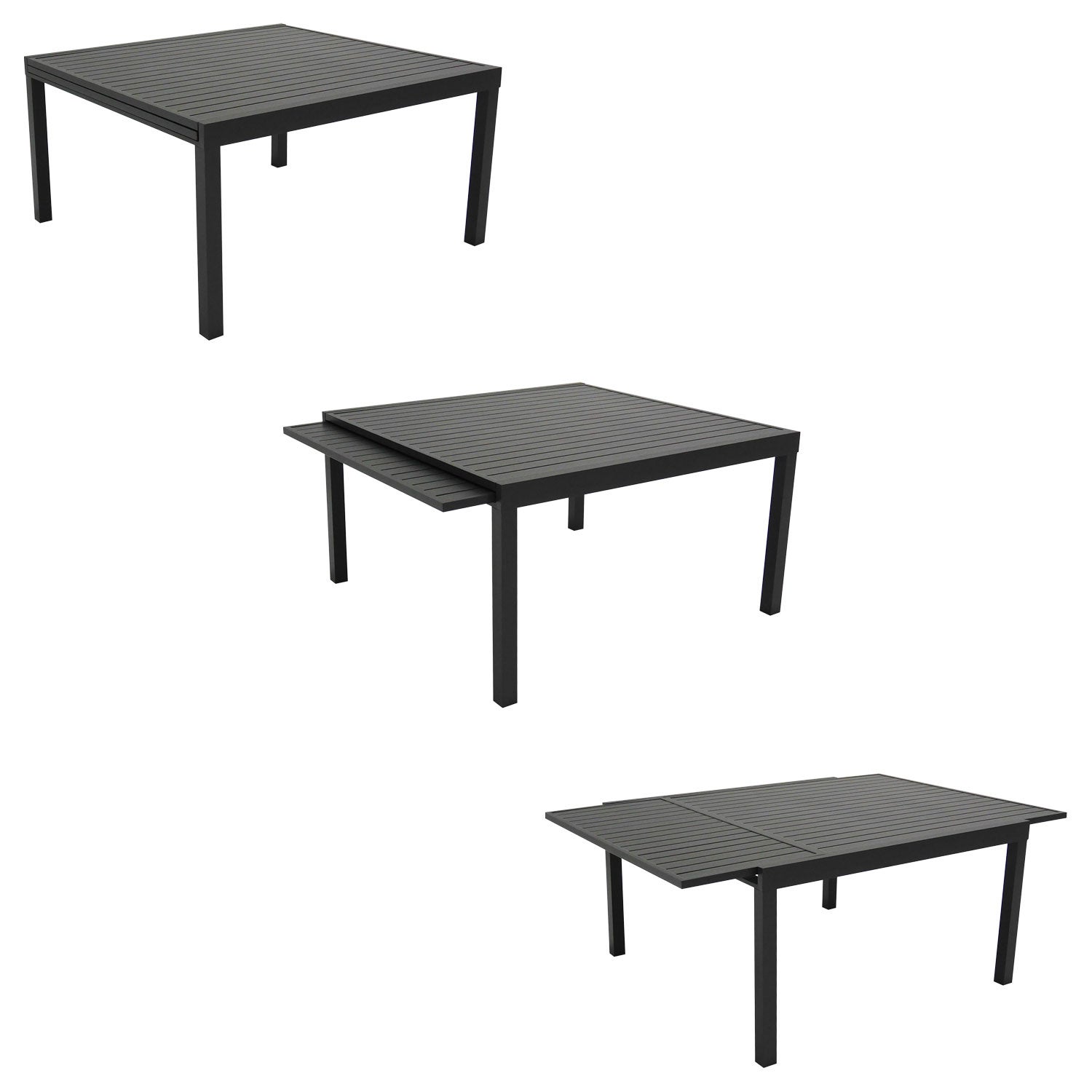 Salon de jardin 10 places gris et aluminium anthracite extensible VENEZIA - 3
