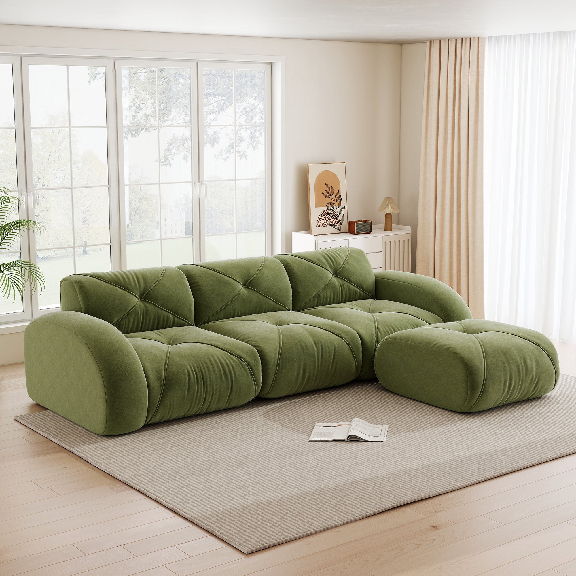Canapé L-förmiger Sessel, modulares Canapé , Dreisitzer-Kombinationssofa geeignet für das salon, rutschfeste Unterseite, aucun montage