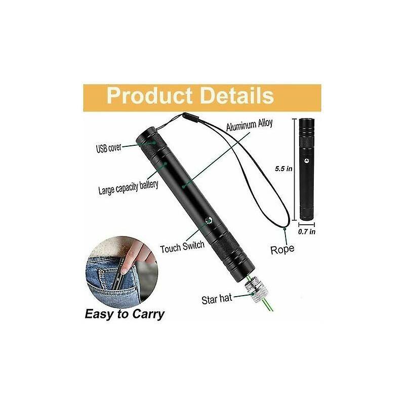 Pointeur laser vert longue distance haute puissance, stylo pointeur laser, randonnée rechargeable, chargement USB - 4
